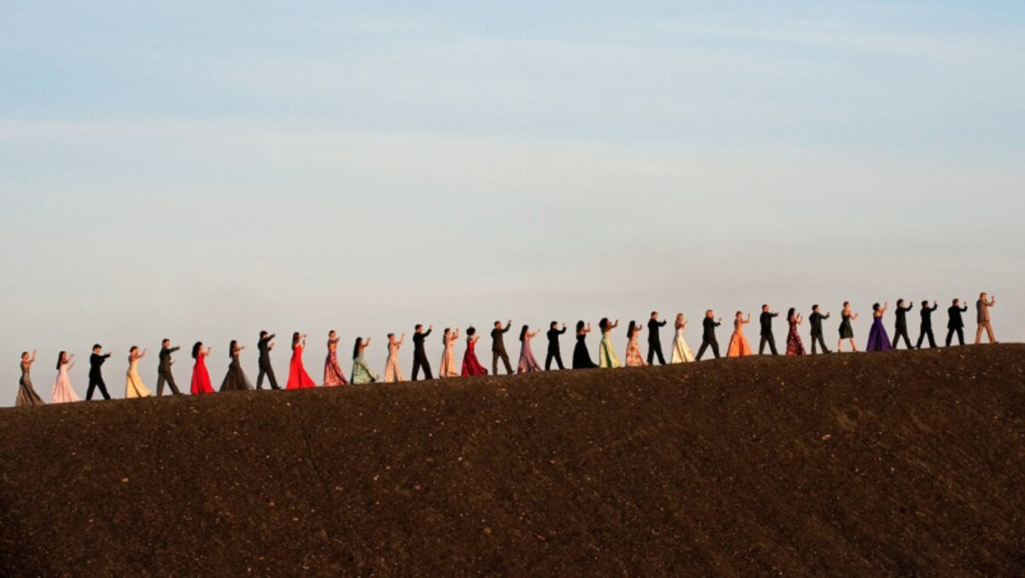 Dancers from Tanztheater Wuppertal performing Pina Bausch's "Nelken Line" from Wim Wenders' documentary Pina. (2011)