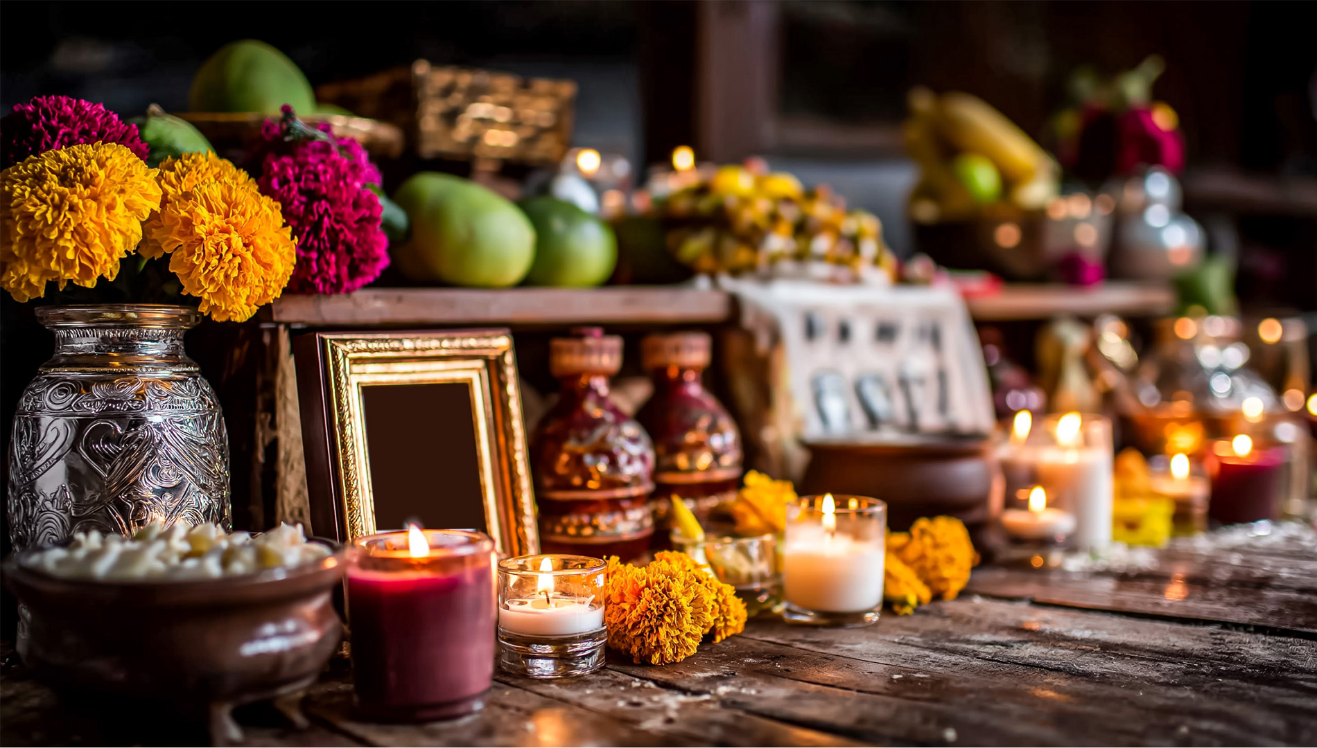 An ofrenda is a home altar, a centerpiece of the Mexican celebration Día de los Muertos.